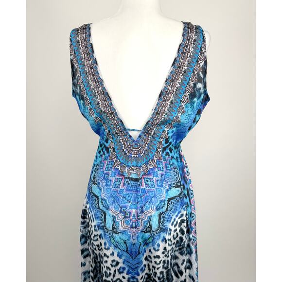 True Colors by La Moda Hi Low Frill Maxi Dress Size Small Medium Resort Flowy - Picture 6 of 16